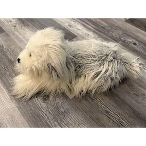 VTG KellyToy English Sheepdog 24" Realistic Lg Plush Tongue Out Laying Down